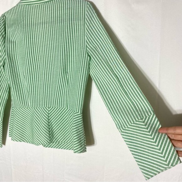 Vintage Fidel Green Striped Seersucker Cotton Blazer Jacket 4 - Picture 13 of 16